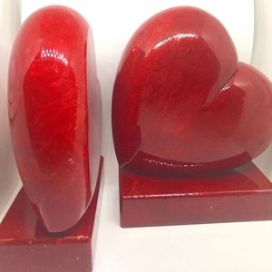 Unique book ends Italian alabaster hearts 4lb each